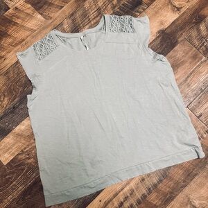 Women's Crochet Detail Top - Light Dusty Aqua